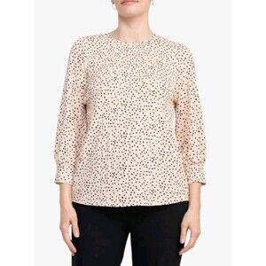 Adrianna Papell Crew Neck 3/4 Sleeve Pleated Crepe Top Size M Medium